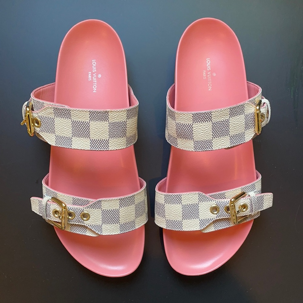 LOUIS VUITTON Damier Azur Bom Dia Flat Mules 39